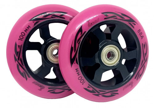 Купить Колесо для трюкового самоката 100 мм, с подшипниками ABEC 9, черный/розовый, HW-KRBKPK