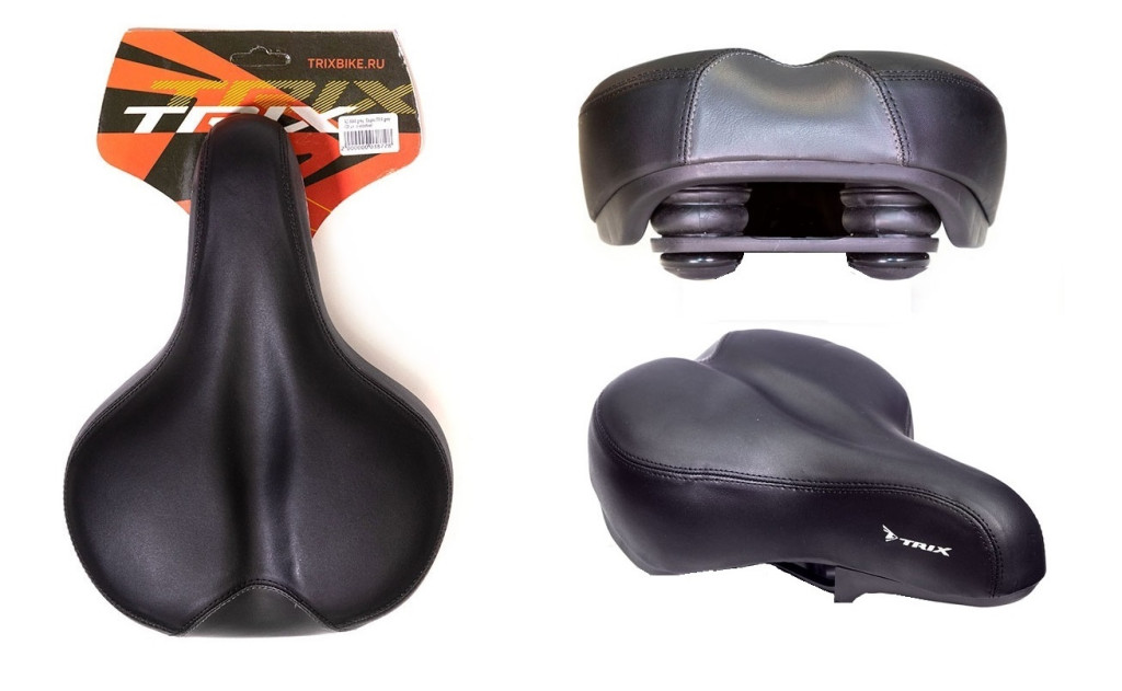 Купить Седло TRIX TX-5548, 260x190 мм, комфортное, с эластомерами, черное