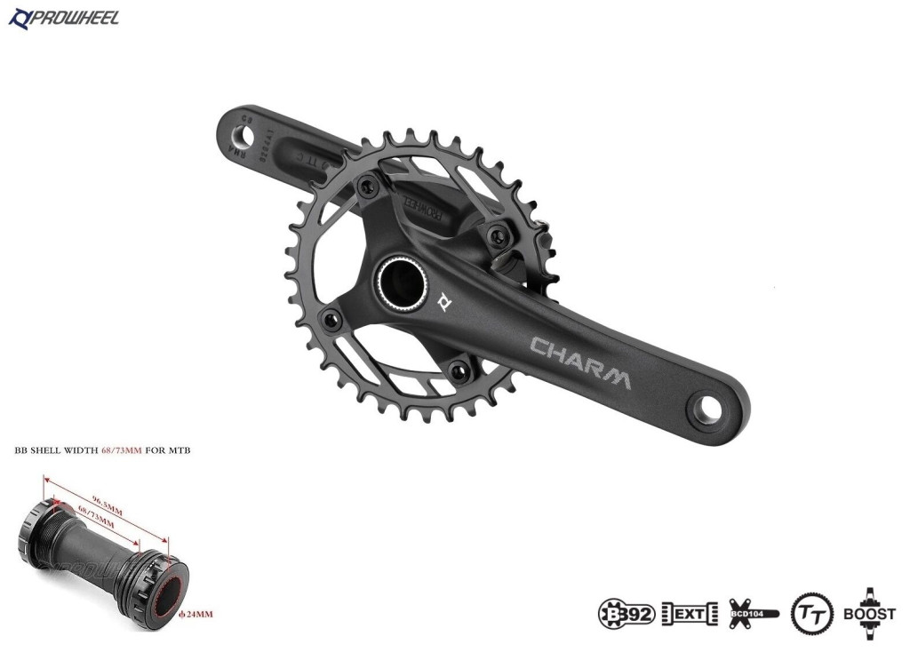 Купить Система PROWHEEL CHARM с кареткой PW-BB73б Hollowtech 2, ал. шат. 170 мм, Narrow Wide 36