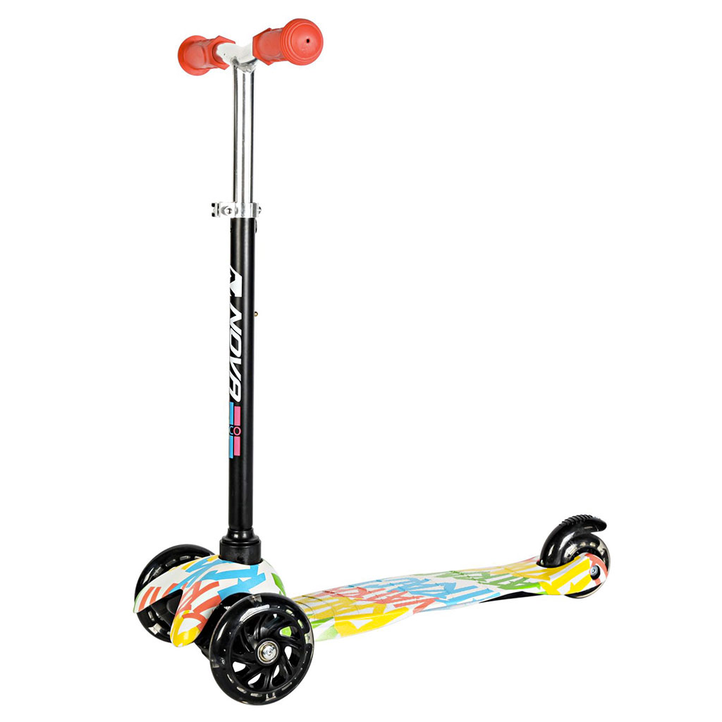 Купить Самокат NOVATRACK Disco Kids Graffiti, черно-белый