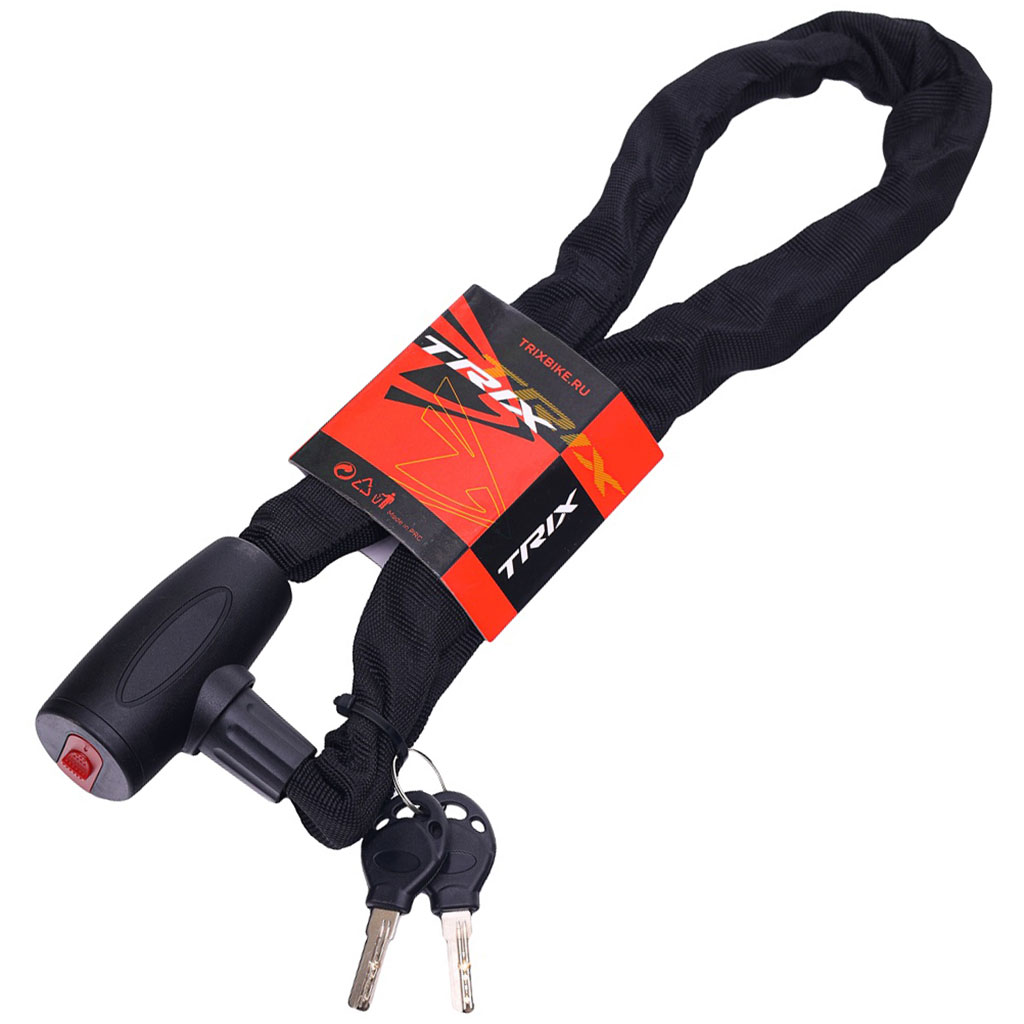 Купить Велозамок-цепь TRIX LK-TX-003KEY-BK, 6х1000 мм, черный