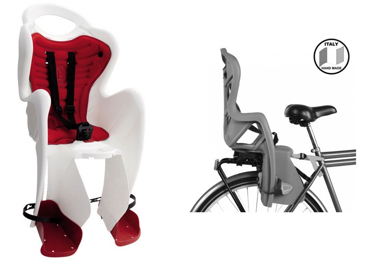 Купить Детское велокресло BELLELLI Mr Fox на багажник, белое с красной вставкой