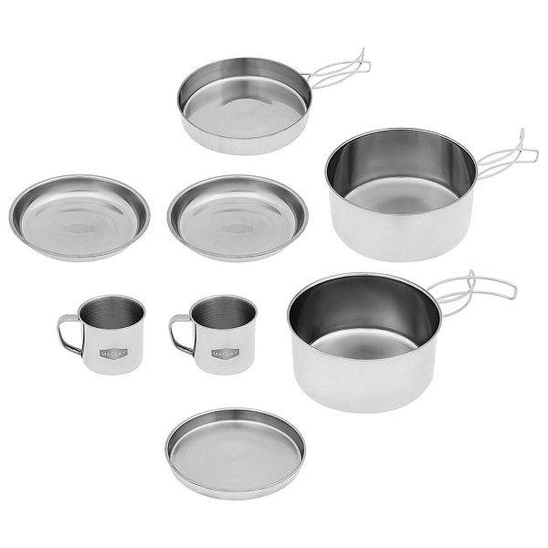 Купить Набор посуды походный MACLAY (кружки, миски, сковорода, кастрюли)